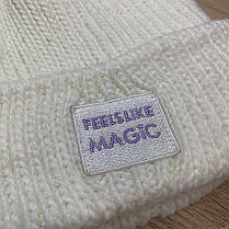 В'язана шапка з помпоном молочного кольору 12-14р H&M 546807, фото 4