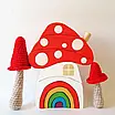 Розвивальна дитяча гра райдужна пірамідка «Грибочок» дерев'яна / Логічний будівельний набір, фото 7