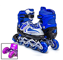 Розсувні ролики з переставними колесами Star Happy. Синій колір. Розмір 38-41