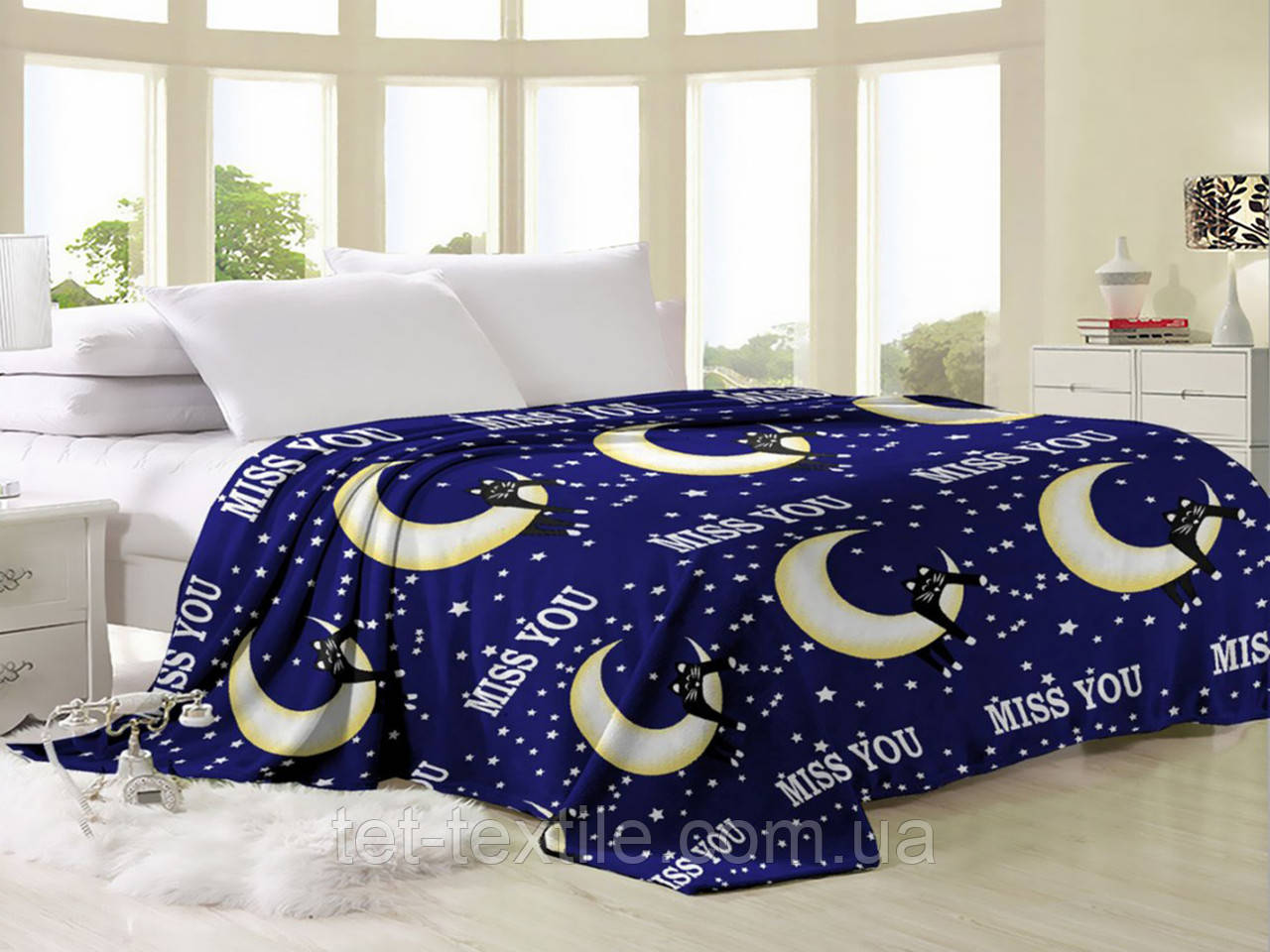 Плед из микрофибры Велсофт Кот на луне 160х210 см: продажа, цена в ...