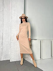 Жіноча  прогулянкова сукня з трикотажу  NOBILITAS 42 - 52 молочного кольору