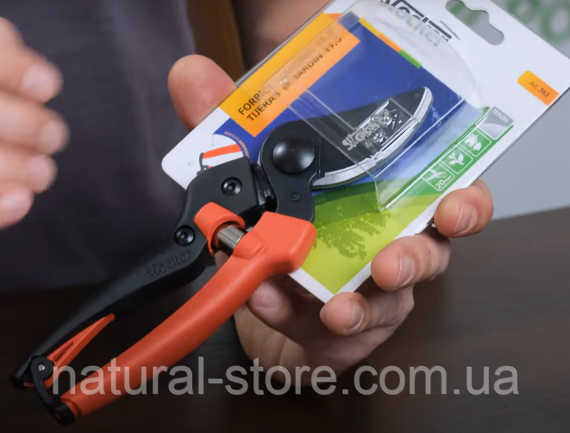 Італійський секатор 19,5 см Штокер Stocker 363 для обрізки гілок дерев, кущів, живців (якісний)