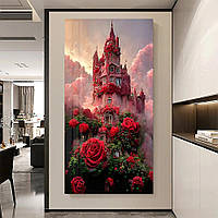 Огромная панорамная алмазная вышивка Замок роз