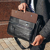 Деловая кожаная сумка-портфель для ноутбука и документов