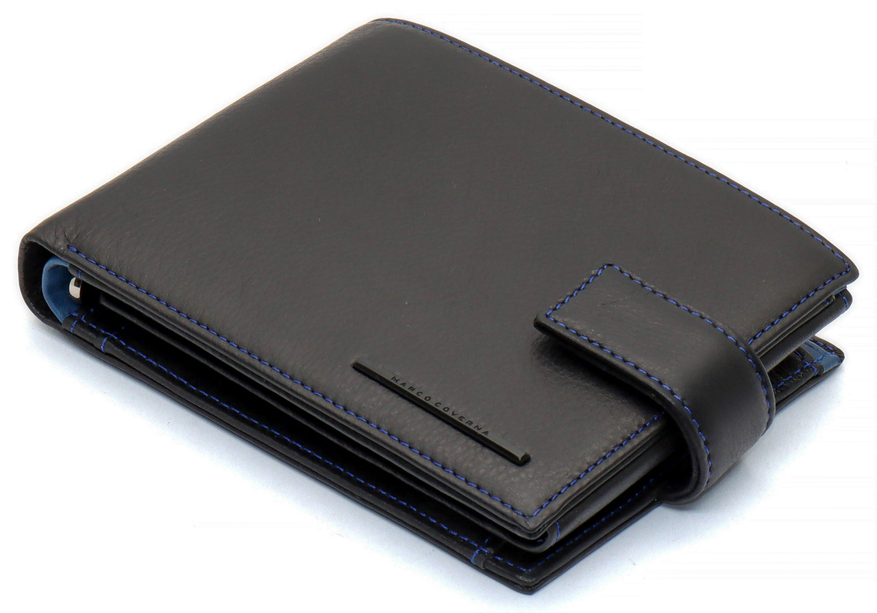 Чорний стильний чоловічий гаманець з блоком для документів із натуральної шкіри Marco Coverna MC-1006 A 1221
