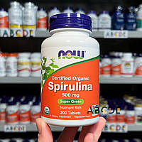 NOW Foods Spirulina, органическая спирулина, 500 мг, 200 таблеток