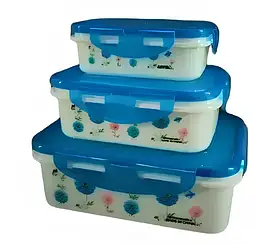 Набір пластикових харчових судочків 3 штуки UNIQUE UN-1511 Mx