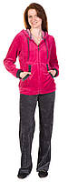 Спортивный костюм для беременных и кормящих мам велюровый с капюшоном (сирен., бордо, розов.) 44, Розовый, 44