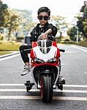 Електричний дитячий мотоцикл M 5009E-1-3 у стилі Ducati червоно-білий, фото 4