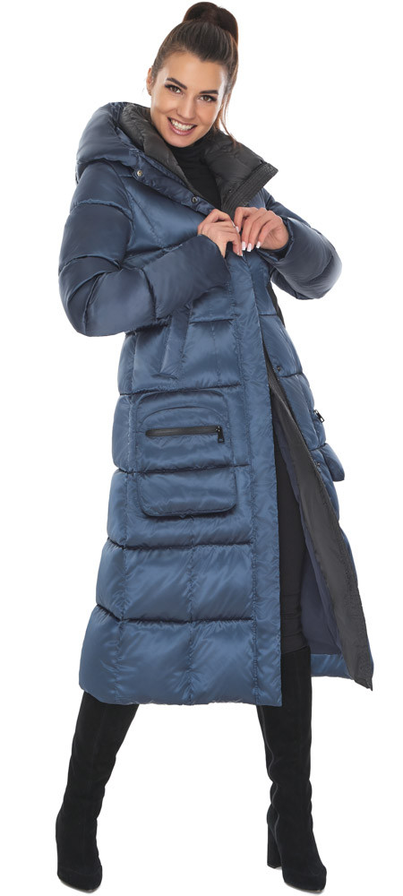 Сапфірова жіноча куртка з капюшоном модель 59230