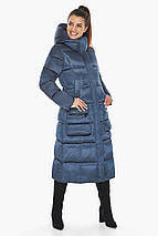 Сапфірова жіноча куртка з капюшоном модель 59230, фото 3