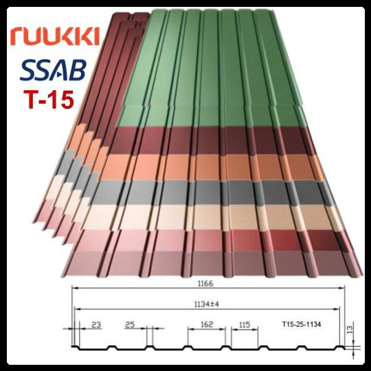 Ruukki T15 Профнастил / 0,5 мм / Rough Matt / RR 23