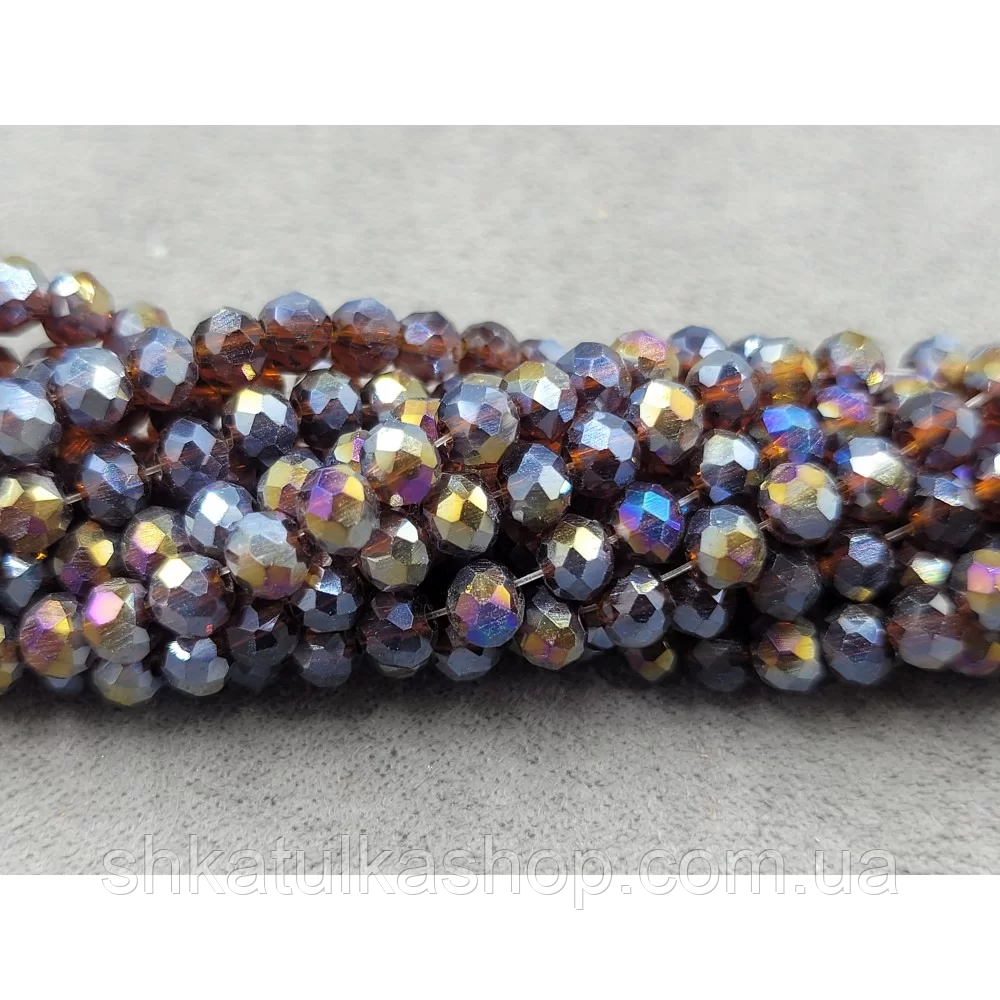 Намистини кришталеві рондель 4х3мм, темно-медовий з переливом, фото 1
