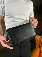 Чорний гаманець-клатч на дві блискавки із  натуральної шкіри Marco Coverna МС8747-3