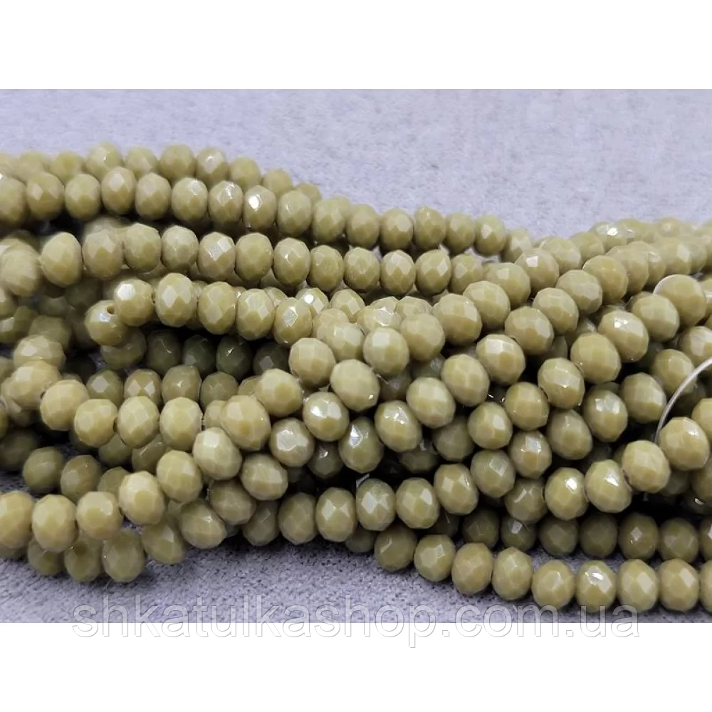 Намистини кришталеві рондель 4х3мм, гірчичний матовий, фото 1
