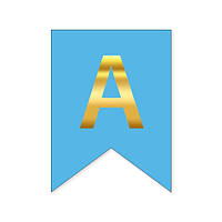 Буквы на флажке для любых надписей "А" золото на голубом