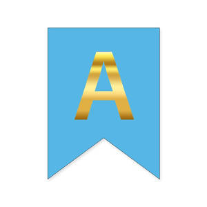 Букви на прапорці для будь-яких написів "А" золото на блакитному