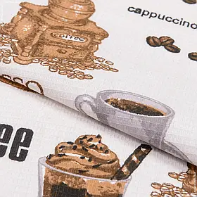 Тканина рушникова вафельна набивна кава еспресо (45см 160г/м² пог.м) 184596