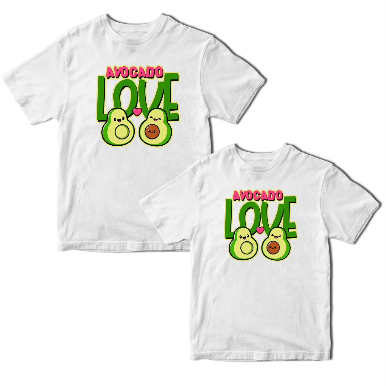 Парні білі футболки для закоханих із принтом "Avocado Love. Парочка авокадо" Push IT