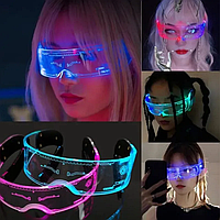 Светодиодные очки прямоугольной формы с цветной подсветкой для ярких вечеринок, фото, видео, Прозрачный