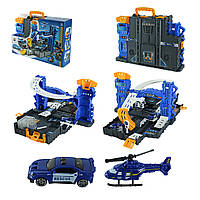 Игровой набор гараж для машинок «Полиция» ( машина, вертолёт) P915-A Синий