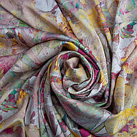 Ткань атлас шелк сатин Armani Arti квіти жовті 04-20548*001