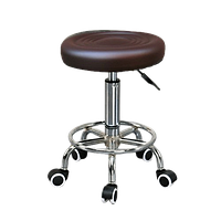 Стілець для майстра манікюру та педикюру на коліщатках шкірозамінник (коричневий) без спинки