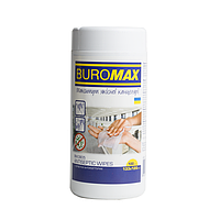 Салфетки влажные антисептические Buromax 100 шт. в пластиковой тубе (BM.0805)