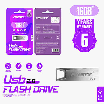 Флеш-драйв ANSTY FD-01 16GB USB 2.0 Silver