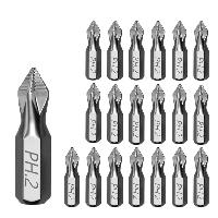Набор 1-дюймовых ударных бит Phillips PH2 для работы с пластиком, деревом и металлом. 20 шт. Серебристый