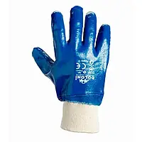 Робочі рукавички DOLONI нітрилове покриття сині в'язаний манжет