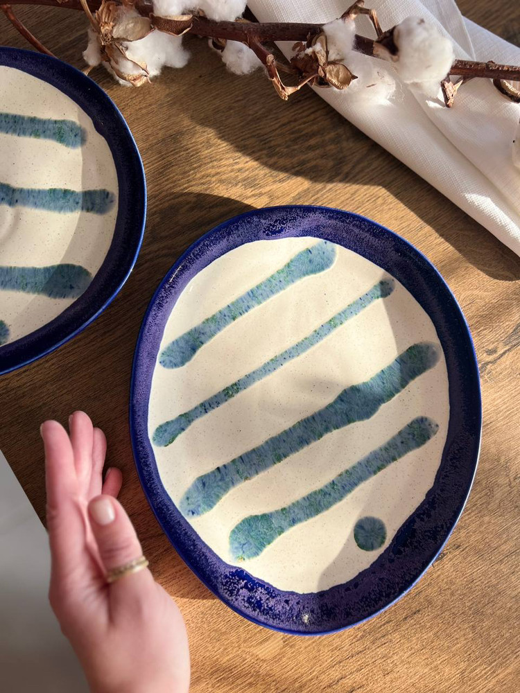 Тарілка «Овальна» 26/22 см, «Капучино кобальт exclusive», фото 1