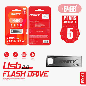 Флеш-драйв ANSTY FD-01 64GB USB 2.0 Silver