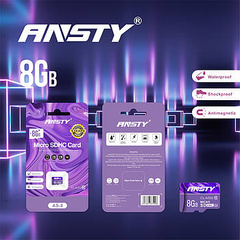 Карта пам'яті ANSTY AS-8 microSDHC 8GB Class 10 75MB/s no adapter