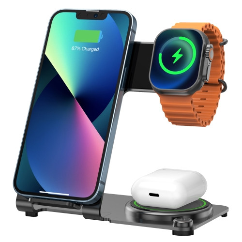 Бездротовий зарядний пристрій WIWU Power Air Wireless Charger 3-in-1 15 W Black (Wi-W005)