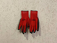 Садовые перчатки защитные прорезиненные черно-красные PD-5
