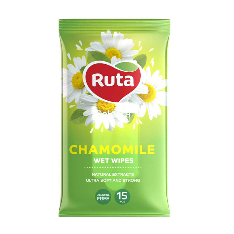 Серветки вологі "Ruta Selecta" Chamomile 15 шт., з екстрактом ромашки (rt.92410)