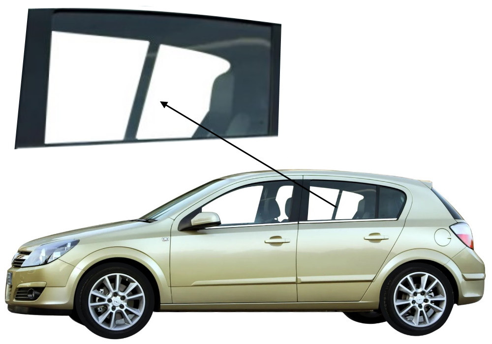Бічне скло Opel Astra 2004-2009 H задніх дверей ліве