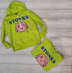 Яскрава салатива толстовка з капюшоном на дівчинку на хлопчика