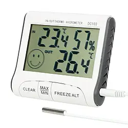 Термометр з гігрометром DC-103, від батарейки / Електронний настільний термометр / Вимірювач вологості повітря
