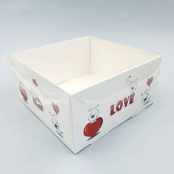 Коробка для десертів із прозорою кришкою Love 20х20х10 см