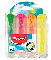 Текст-маркер Maped FLUO PEPS Ultra Soft TRANSPARENT, набор 4 шт., блистер, ассорти (MP.745947)