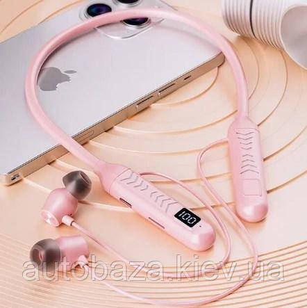 Бездротові навушники T-000 Bluetooth 5.3 з гарнітурою для занять спортом з шийним ободом Рожеві