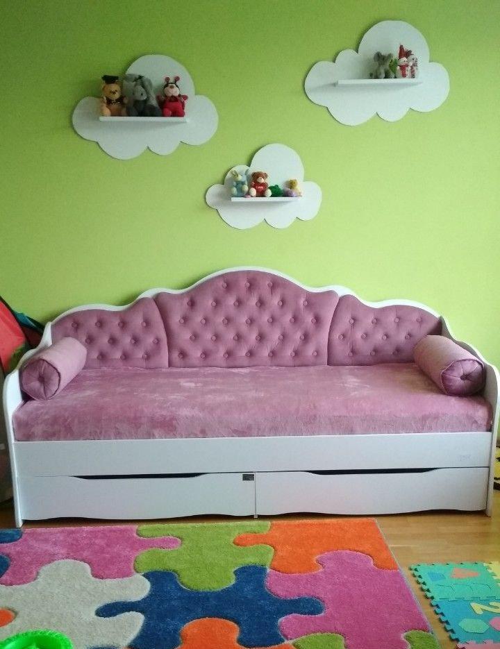 Кровать односпальная Л-6 детская подростковая с мягким изголовьем подушками и выдвижными ящиками цвет на выбор - фото 1 - id-p618458242