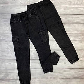 Жіночі джинси карго на гумці з кишенями з боків