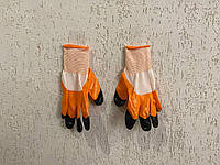Садовые перчатки защитные прорезиненные черно-оранжевые PD-6