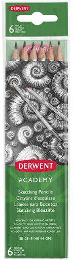 Набір чорнографітних олівців Derwent AcademyTM Sketching Hang Pack 6 шт 2H-3B (2300086)