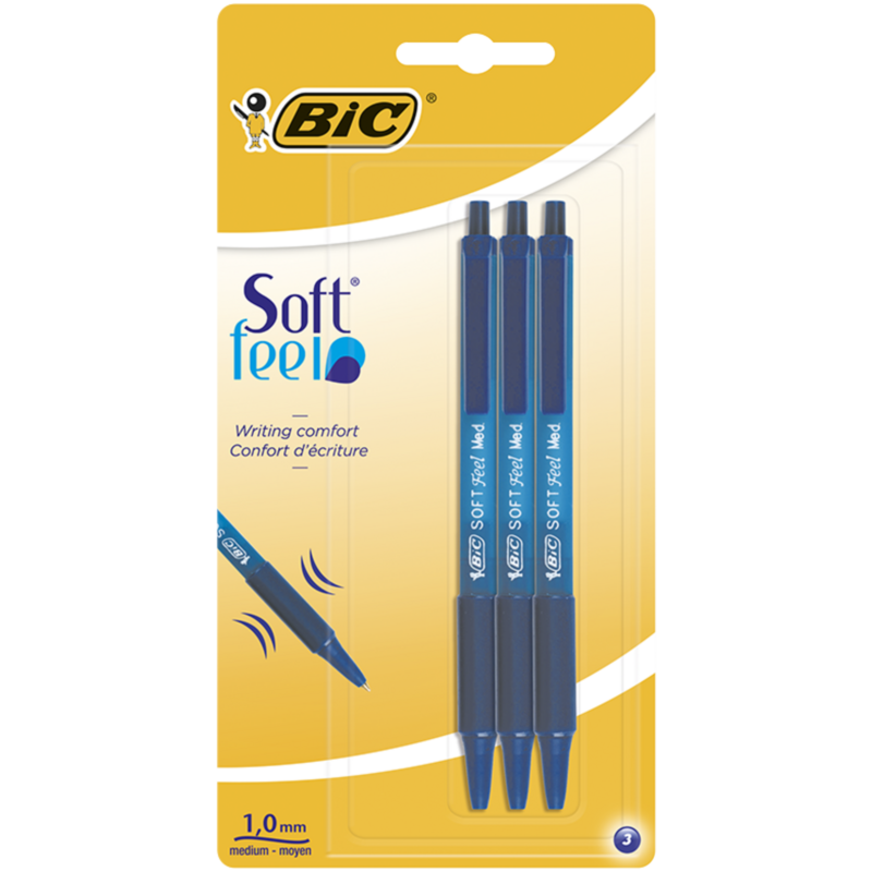 Ручка Bic Soft Feel Clic Grip 0.8мм Синя 3 шт (bc837396), фото 1