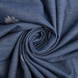 Тканина костюмна джинс із вишивкою купон 04-18434*001