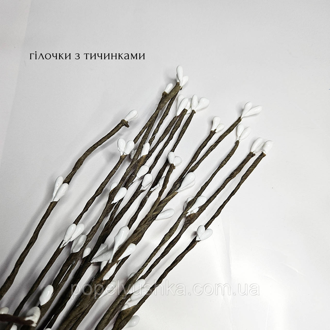 Гілочки з тичинками білі 40 см